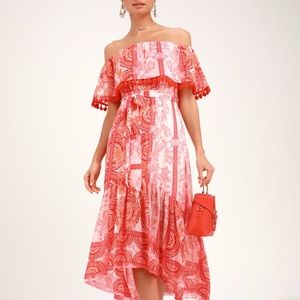 Lulu's orange and red Midi dress